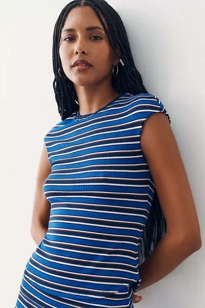 Afrm Nolan Cap Sleeve Tee In Blue