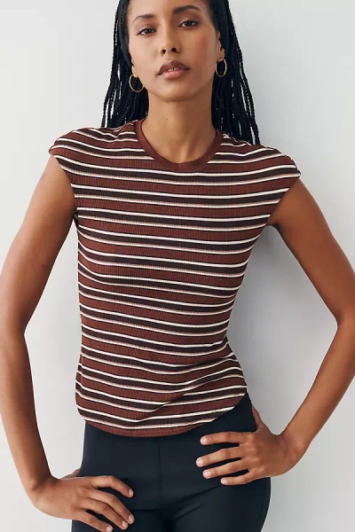 Afrm Nolan Cap Sleeve Tee In Brown