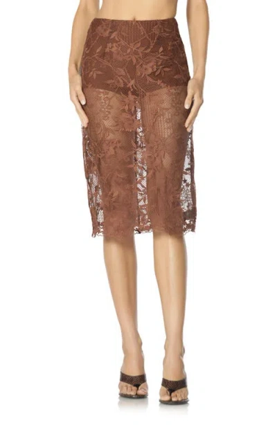 Afrm Novie Lace Midi Skirt In Orange