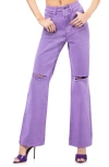 Afrm Oden Ripped High Waist Wide Leg Jeans In Deep Lavender