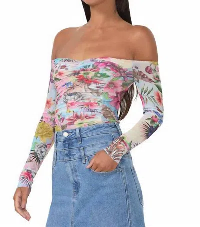 Afrm Odilla Off Shoulder Top In Placed Tropical In Multi