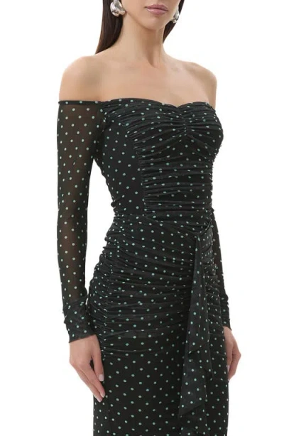 Afrm Odilla Printed Off The Shoulder Mesh Top