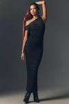 Afrm Off-the-shoulder Ruched Maxi Dress In Black