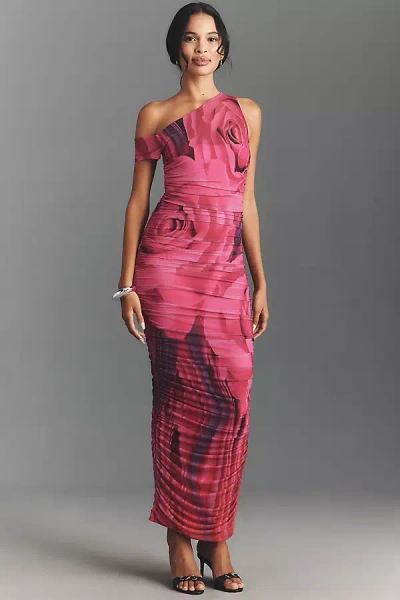 Afrm Off-the-shoulder Ruched Maxi Dress In Multi