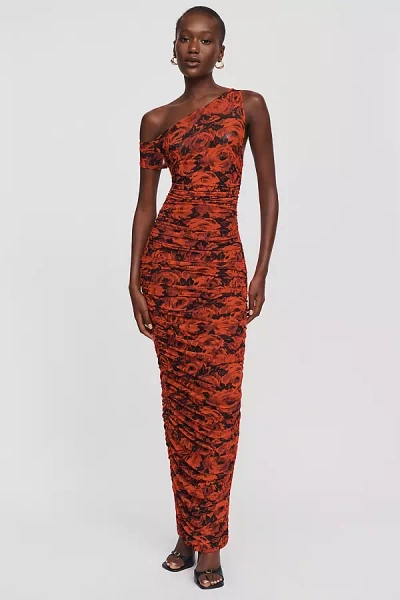 Afrm Off-the-shoulder Ruched Maxi Dress In Multi