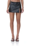 Afrm Olivia Faux Leather Miniskirt In Black