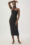 Afrm One-shoulder Knit Midi Dress In Black