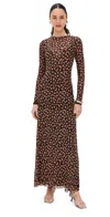 Afrm Paola Ankle Length Dress With Self Mesh Slip Lining Spring Ditsy In Spring Ditsy