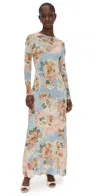 Afrm Paola Dress Soft Slate Bloom In Multi