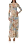 Afrm Paola Floral Print Long Sleeve Dress In Multi