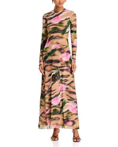 Afrm Paola Round Neck Mesh Dress In Multi