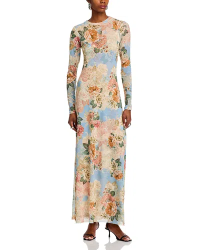 Afrm Paola Dress Soft Slate Bloom In Multi
