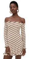 Afrm Peck Dress Gold Halo Dot In Multi