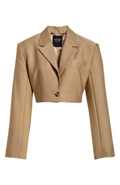 Afrm Petra Twill Crop Blazer In Brown