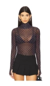 Afrm Zadie Turtleneck In Pink Micro Dot