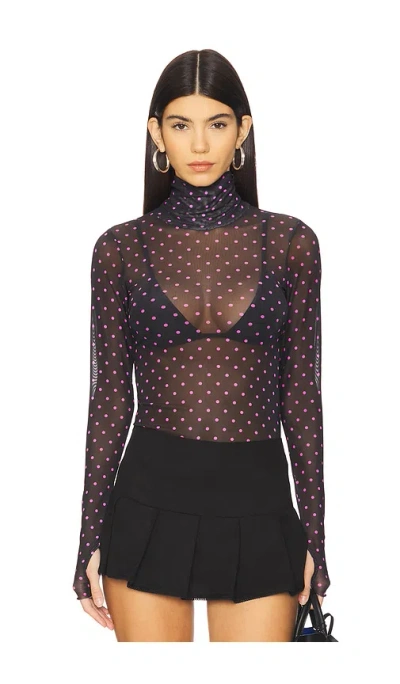 Afrm Zadie Turtleneck In Pink Micro Dot