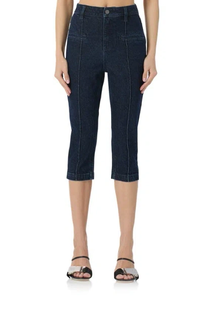 Afrm Pixie Pintuck Capri Jeans In Dark Rinse