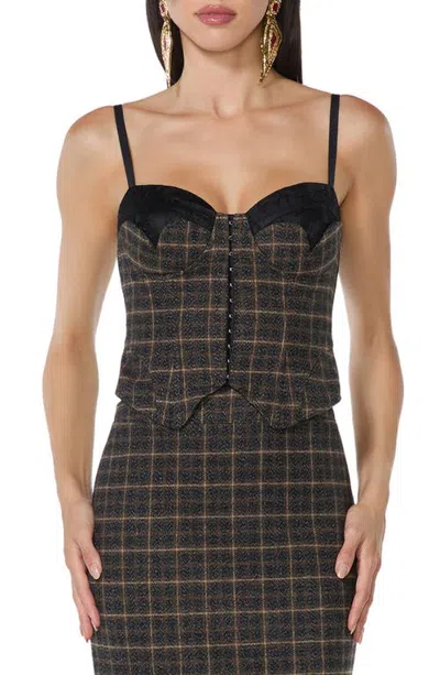 Afrm Plaid Corset Top In Black