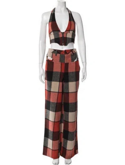 Pre-owned Afrm Plaid Print Set In Multi