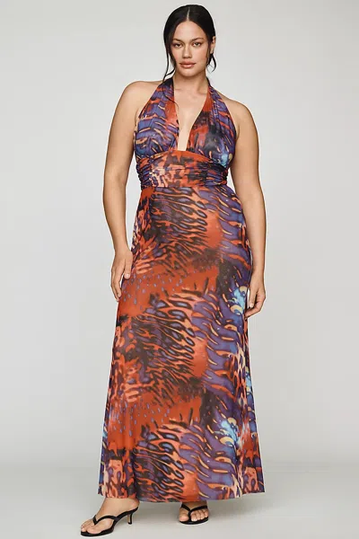 Afrm Plus Anja Halter Maxi Dress In Multi
