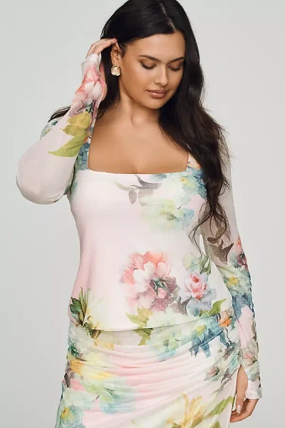 Afrm Plus Ines Power Mesh Long-sleeve Top In Multi