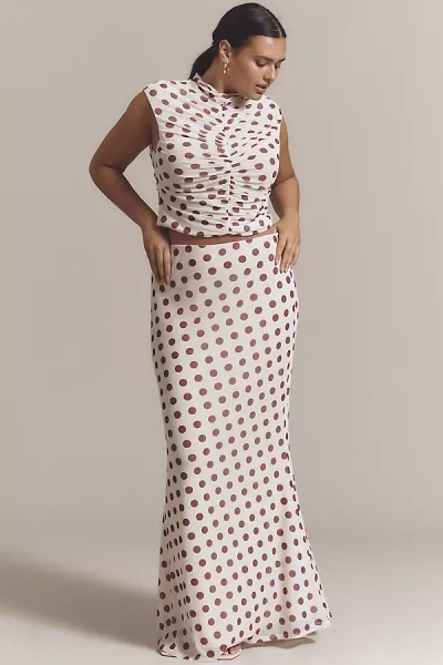 Afrm Plus Tegan Power Mesh Maxi Skirt In White