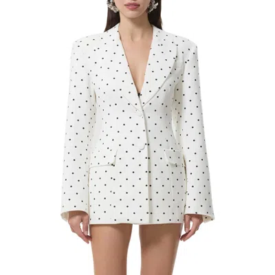 Afrm Polka Dot Pinch Waist Blazer In White