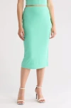 Afrm Port Ribbed Pencil Skirt In Spearmint