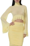 Afrm Pru Mesh High-low Crop Top In Buttercup