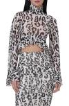 Afrm Pru Mesh High-low Crop Top In Stark Leopard