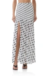 Afrm Quincy Print Smocked Mesh Maxi Skirt