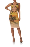 Afrm Rheana Cutout Detail Sheath Dress In Sunrise Palms