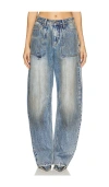 Afrm Rhett Carpenter Barrel Pant In Blue