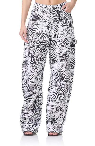 Afrm Rhett Zebra Print Carpenter Jeans