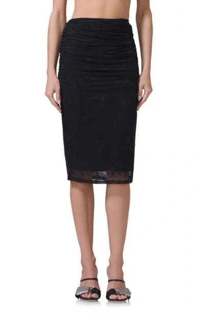 Afrm Riley Lace Pencil Skirt In Noir