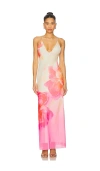 Afrm Romy Placed Floral Mesh Maxi Dress