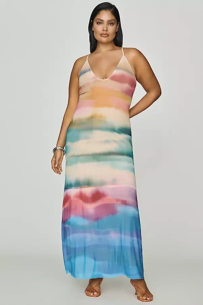 Afrm Romy Scoop-neck Mesh Midi Dress In Multi