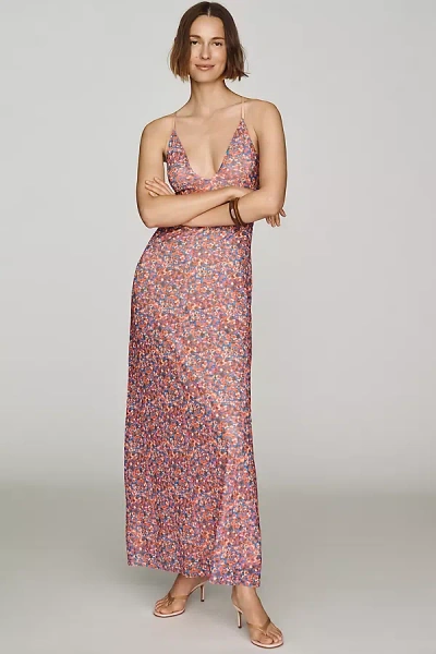 Afrm Romy Scoop-neck Mesh Midi Dress In Multicolor
