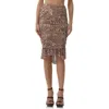 Afrm Ronica Ruched Mesh High-low Skirt In Brown