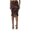 Afrm Ronica Ruched Mesh High-low Skirt In Dusted Floral