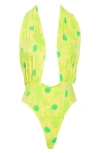 Afrm Rosa Cross Halter One-piece Swimsuit In Lime Daisy