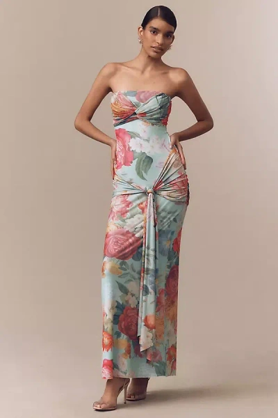 Afrm Rosalie Strapless Drop-waist Maxi Dress In Multi