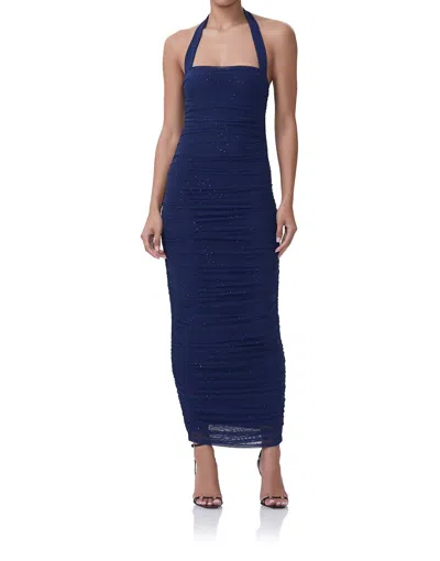 AFRM RUCHED SPARKLE DRESS IN BRIGHT NAVY