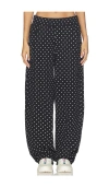 Afrm Micro Dot Wide Leg Pants In Black