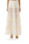 Afrm Sabina Clip Dot Tiered Maxi Skirt In Neutral