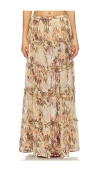 Afrm Sabina Snakeskin Print Tiered Maxi Skirt In Shine Snake