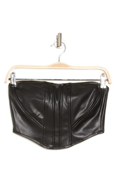 Afrm Sammie Faux Leather Crop Top In Black