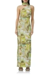 AFRM SAVOY POSTCARD PRINT STRAPPY BACK MAXI DRESS