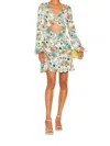 Afrm Sayla Cutout Crepe Mini Dress In Teal Garden In Green