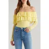 Afrm Saylor Ruffle Detail Off The Shoulder Bodysuit
